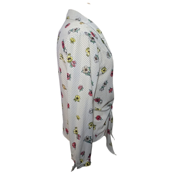 Nasty Gal Long Sleece Floral Top Blouse Shirt Tie Front Size 6 - Picture 3 of 9